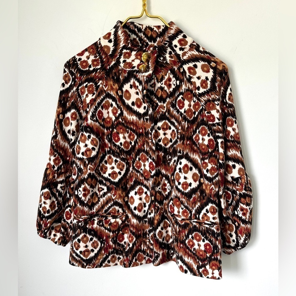 NWT WD.NY Bold Patterned 3/4 Sleeve Snap Front Lined Soft Jacket Women’s 6